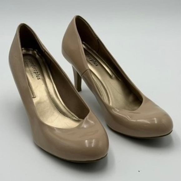 Comfort Plus Predictions Heels Women 11 Nude Patent Round Toe Pumps - Picture 7 of 8